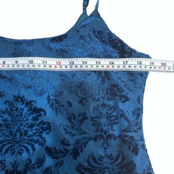 Forever 21 Womens Velvet Baroque Cami Mini Dress Womens XL Blue Burnout Goth - Picture 10 of 14